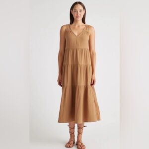 Quince NWT 100% Organic Cotton Gauze Tiered Maxi Dress